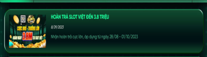 sự kiện hoàn trả slot việt